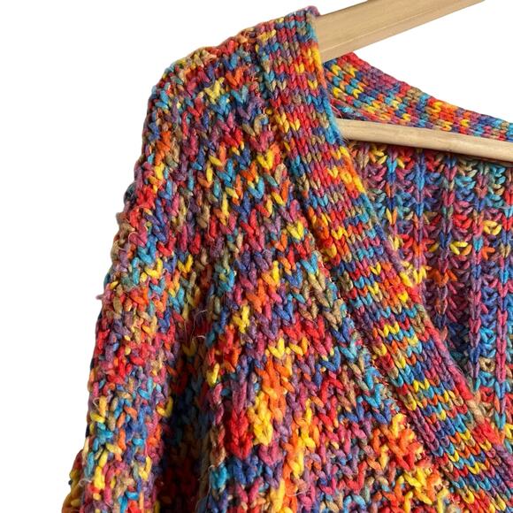 Line + Dot Bonnie Multicolor Rainbow Knit Button Front Cardigan Sweater Size M - Picture 8 of 12